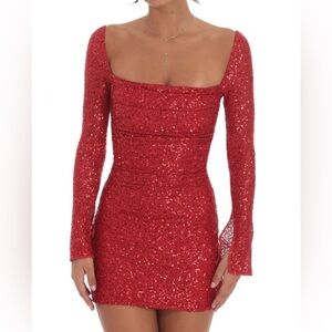 Sequin long sleeve dress in the color blue from Lucy in the sky